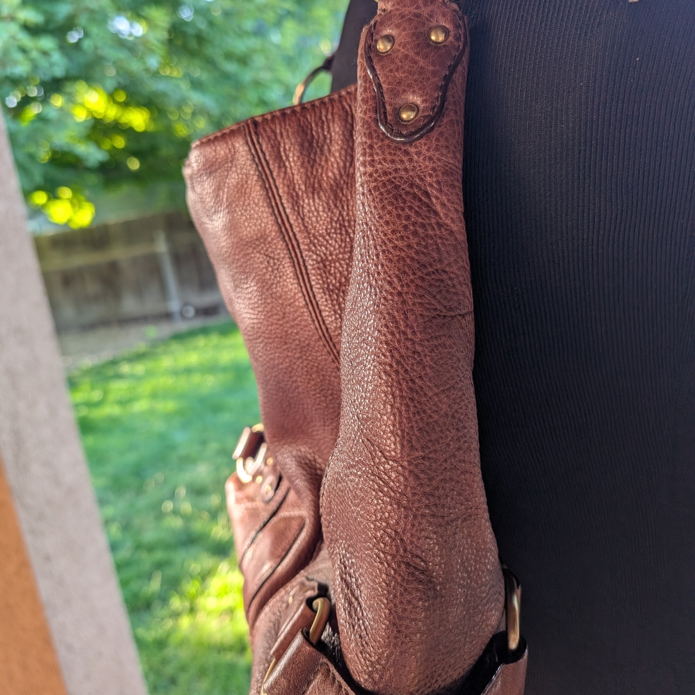 Michael Kors Brown Pebbled Leather Shoulder Bag - Picture 7 of 11